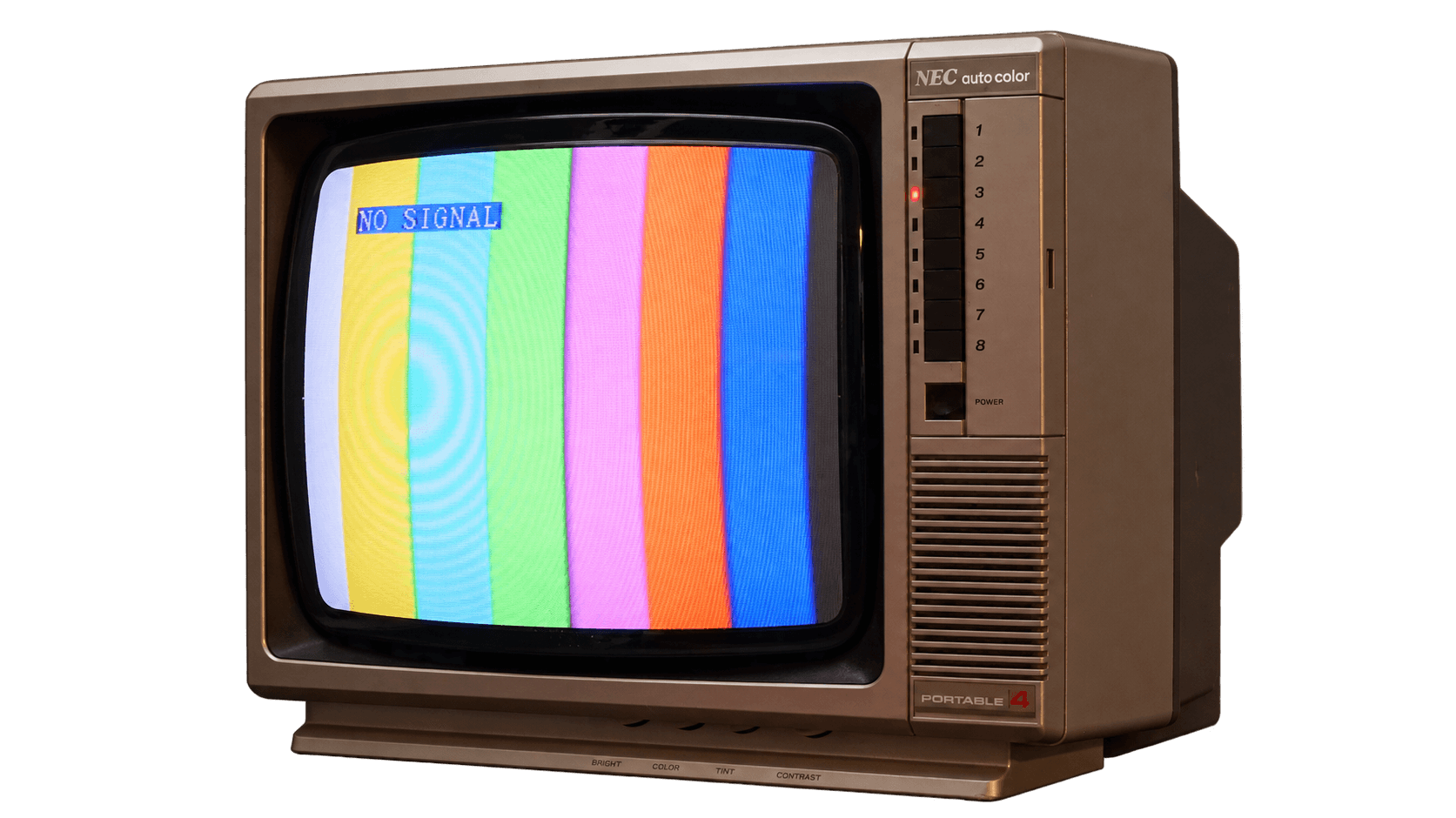 NEC 14-inch CRT television showing colour bars