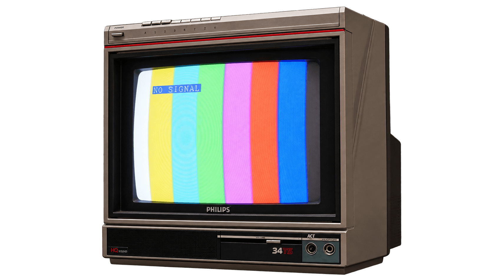Philips 14-inch CRT television showing colour bars