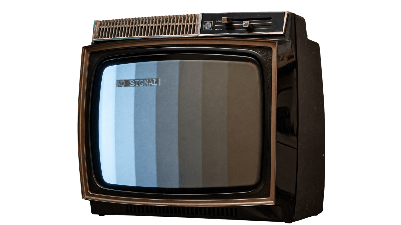 PYE 12-inch CRT television showing colour bars